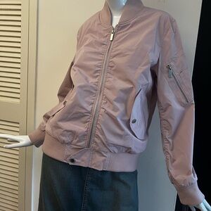 French Connection Women’s Lightweight Bomber Jacket in Dusty Pink